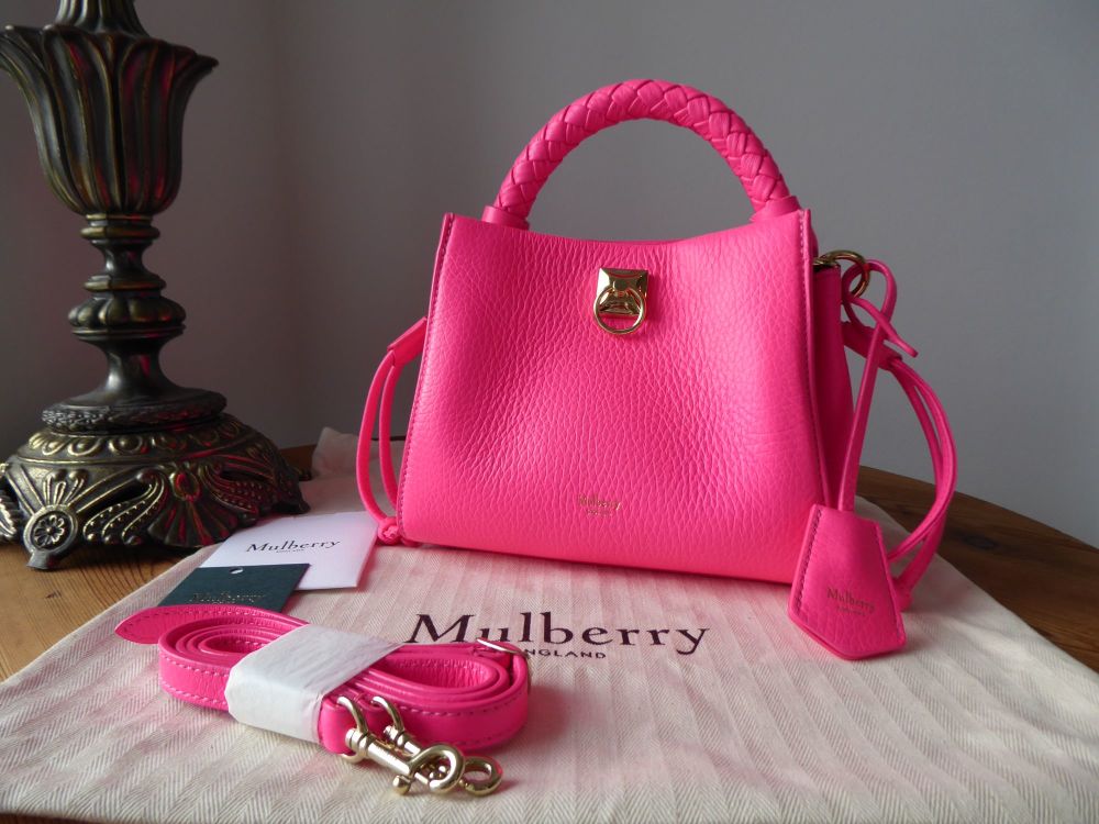 Mulberry Mini Iris in Neon Pink Heavy Grain Leather - SOLD