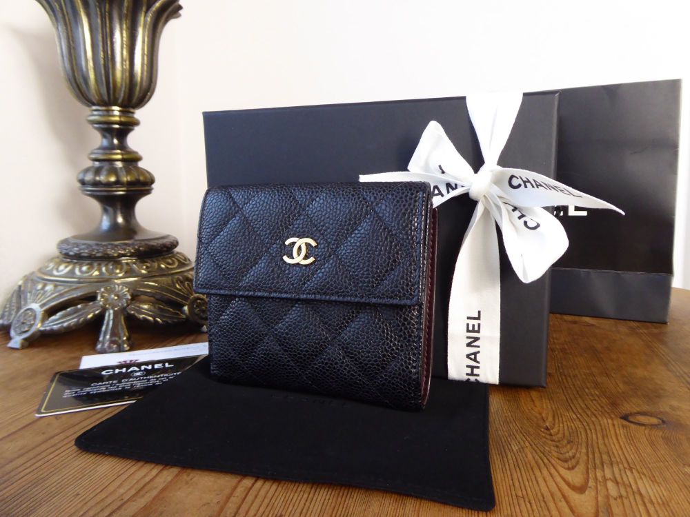 Chanel Classic Bifold Flap Wallet in Quilted Black Caviar with Gold  Hardware - SOLD
