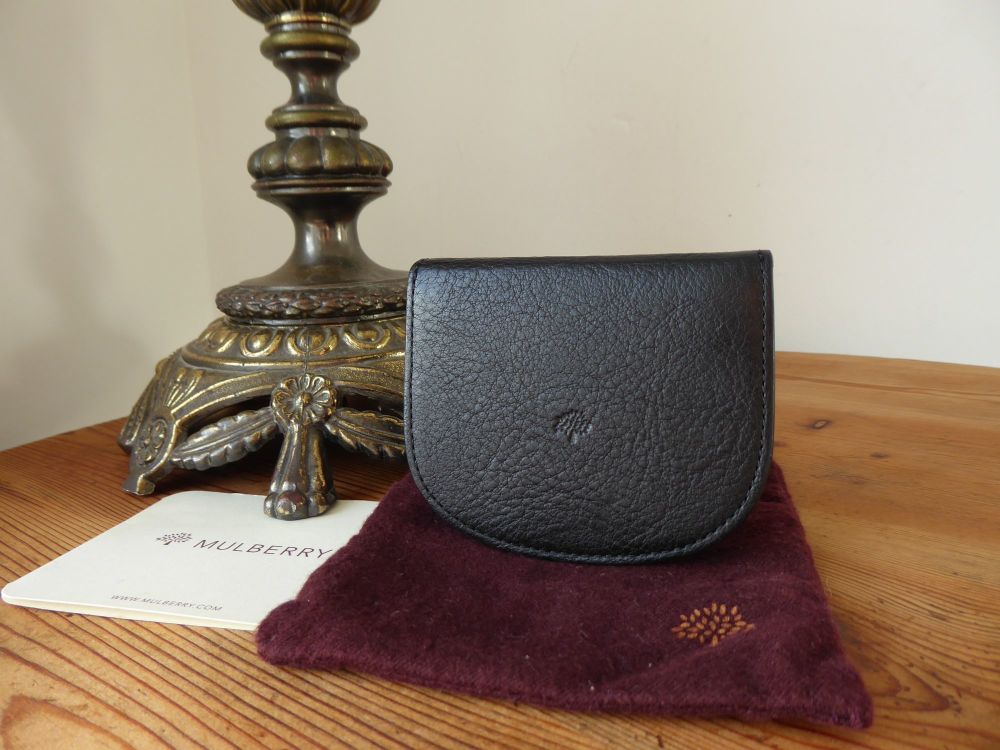 Mulberry Horseshoe Flap Over Coin Tray Purse in Black Natural Vegetable Tanned Leather - SOLD