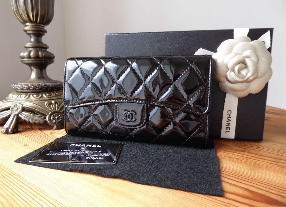 Chanel Black Quilted Patent Leather Small Double Flap Bag  Lyst