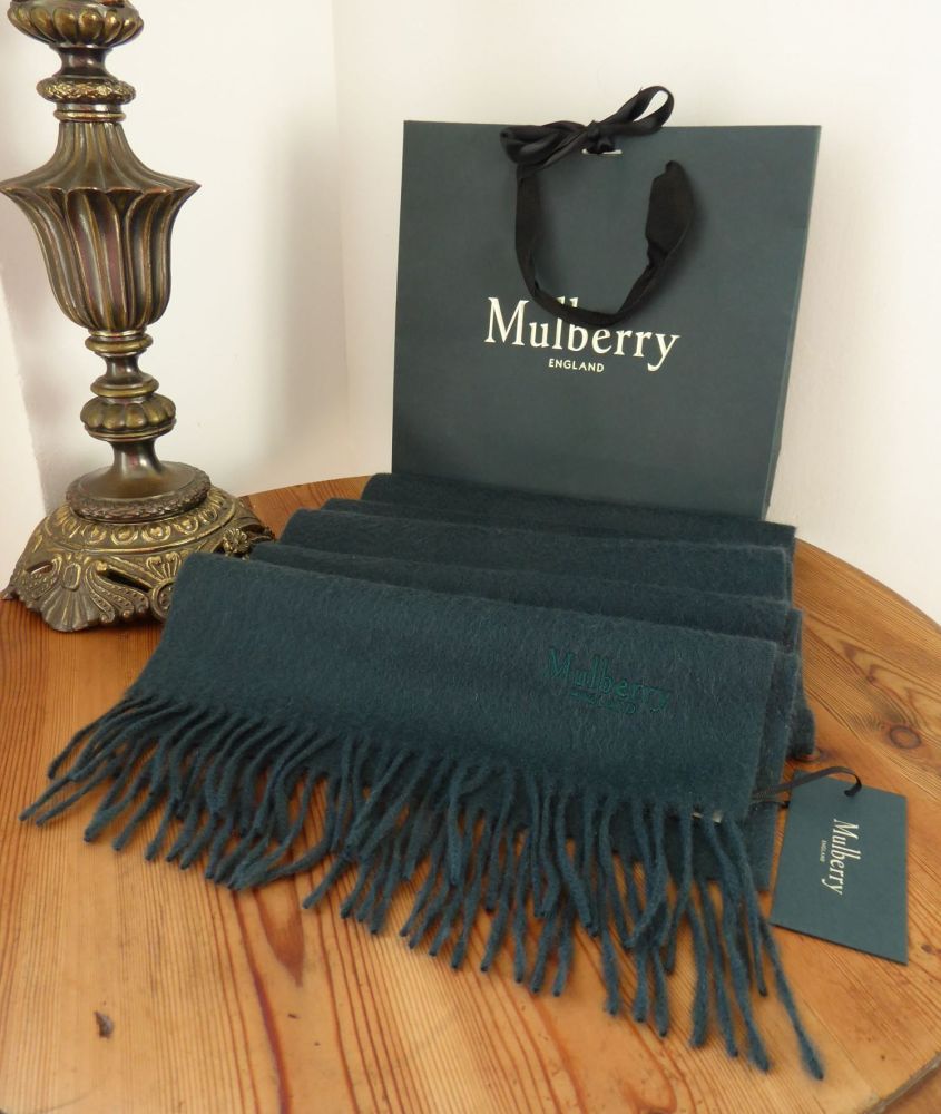 Mulberry Classic Fringed Winter Scarf in Mulberry Green 100% Cashmere - SOLD