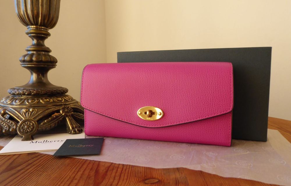 Mulberry Darley Long Wallet Purse in Deep Pink Cross Grain Leather  - SOLD
