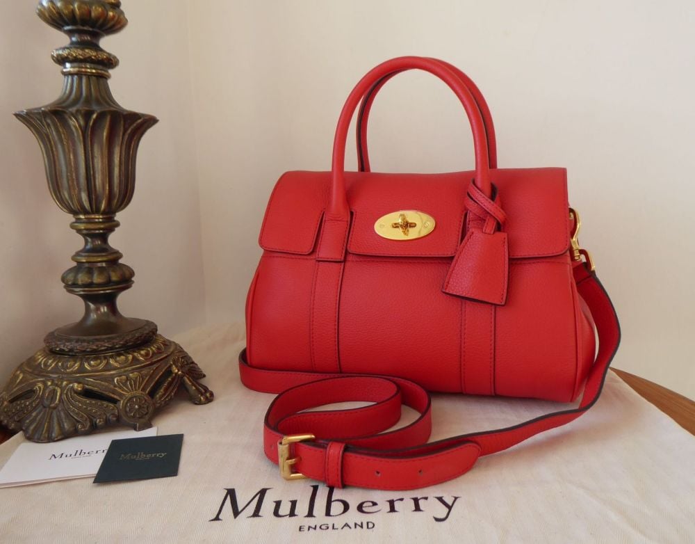 Mulberry Classic Small Bayswater Satchel in Hibiscus Red Small Classic Grain & Liner - SOLD