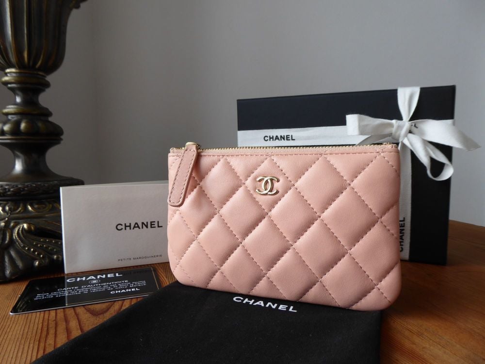 Chanel Mini O Case in Blush Pink Matte Quilted Lambskin with Champagne Gold Hardware - New*