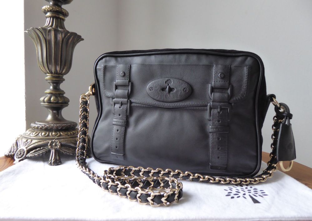 Mulberry Maisie Zipped Shoulder Camera Bag in Black Smooth Touch Leather and Suede - SOLD