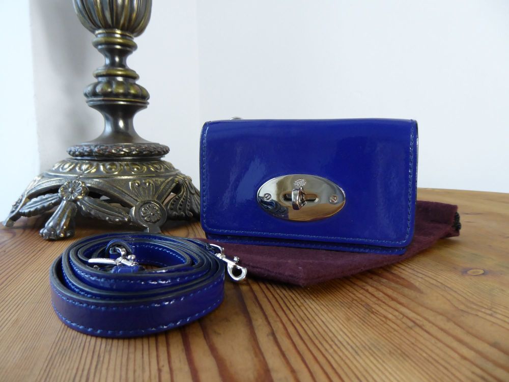 Mulberry Bayswater Micro Mini Messenger Belt Pouch Bag in Electric Blue Drummed Patent Leather - SOLD