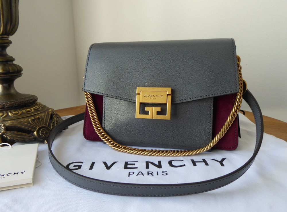 Givenchy Small GV3 in Storm Grey Goatskin and Aubergine Suede - SOLD