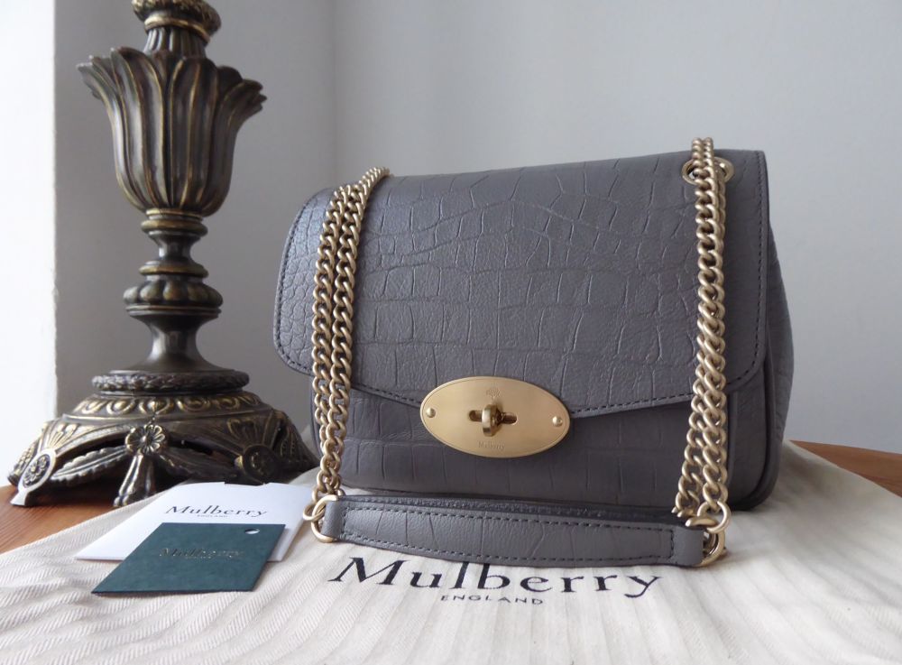 Mulberry Darley Small Shoulder Bag in Charcoal Soft Croc Printed Leather - SOLD