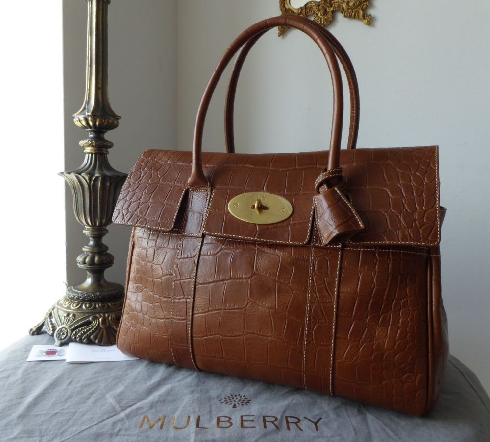 Mulberry Classic Heritage Bayswater in Oak Croc Printed Vegetable Tanned Leather - SOLD