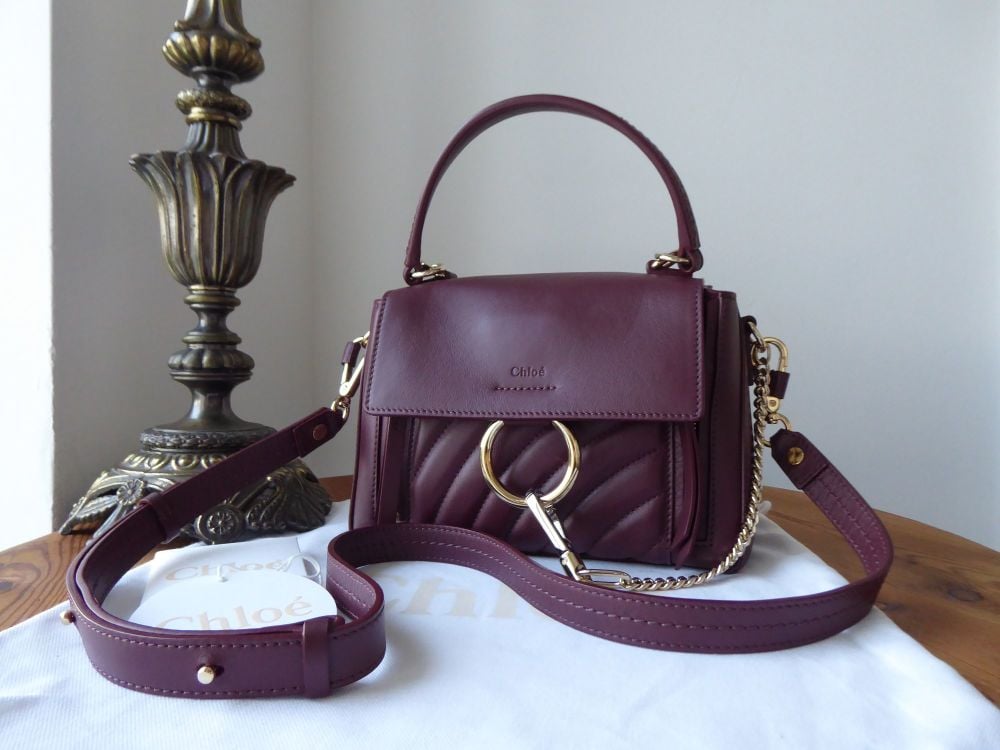 Chloé Mini Faye Day in Quilted Burnt Brown Burgundy Calfskin - As New