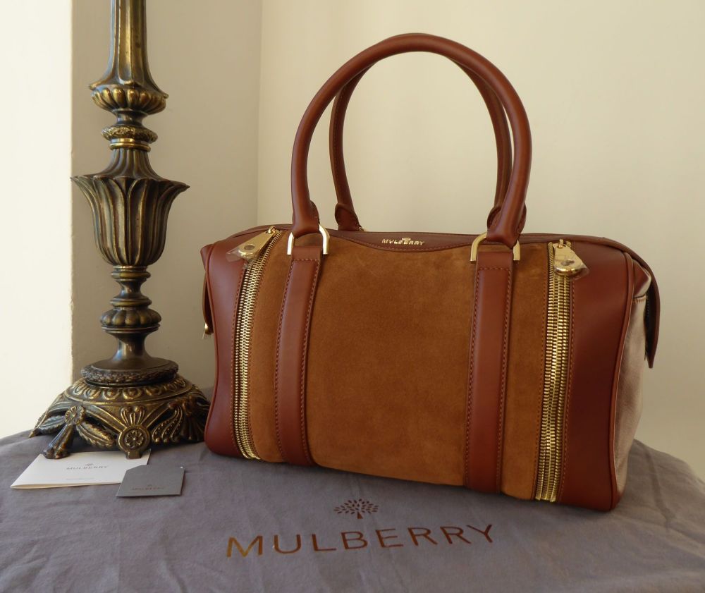 Mulberry Tasha Boston Bag in Oak Calf & Suede Mix - SOLD