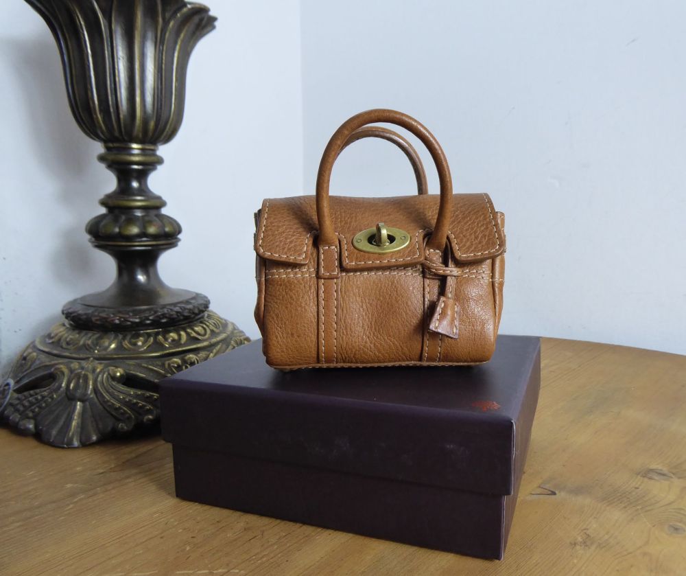 Mulberry Mini Shrunken Bayswater Bag Charm / Key Pouch in Oak Natural Leather - SOLD