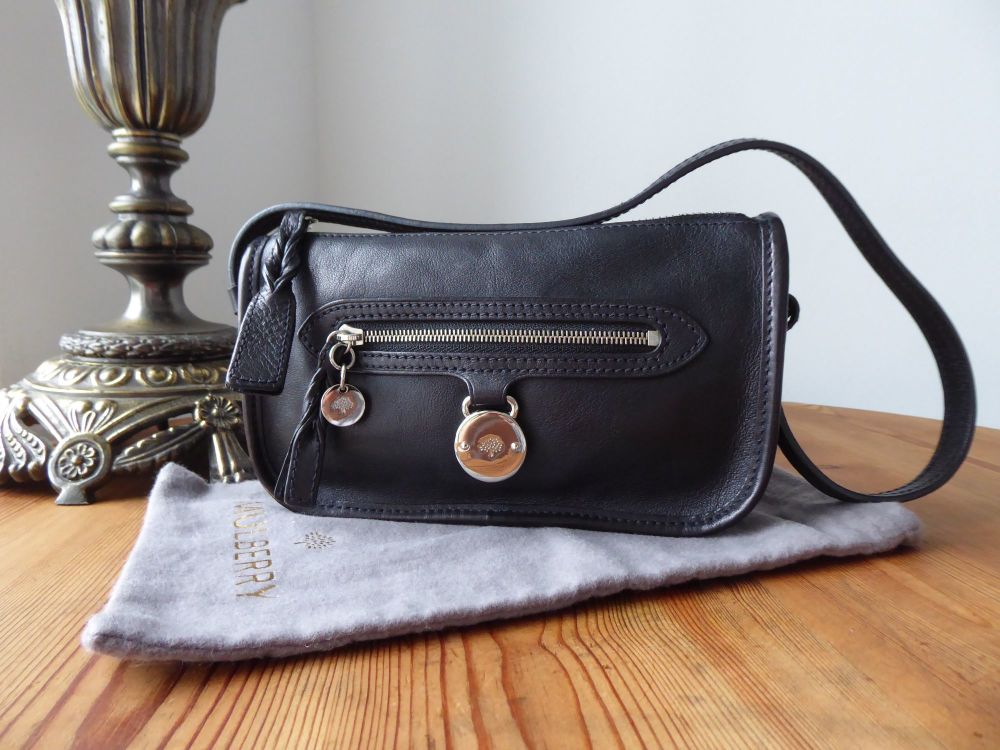 Mulberry Somerset Pochette in Black Refined Grain Leather with Shiny Silver Hardware - SOLD