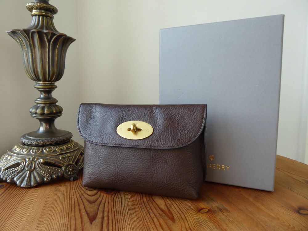 Mulberry Classic Postmans Locked Cosmetic Pouch in Chocolate Natural Leather - SOLD