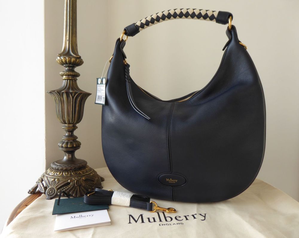 Mulberry Small Selby Hobo in Midnight Silky Calf with Braided Handle - SOLD