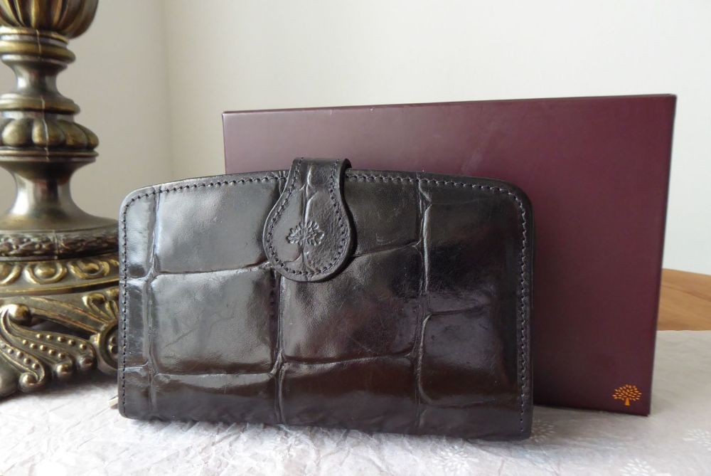 Mulberry Vintage Medium Purse Wallet in Black Congo Leather 