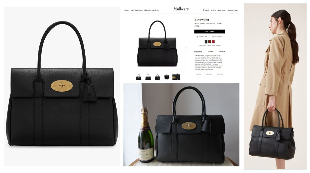 Mulberry Classic Bayswater in Black Small Classic Grain with Golden Brass Hardware - SOLD