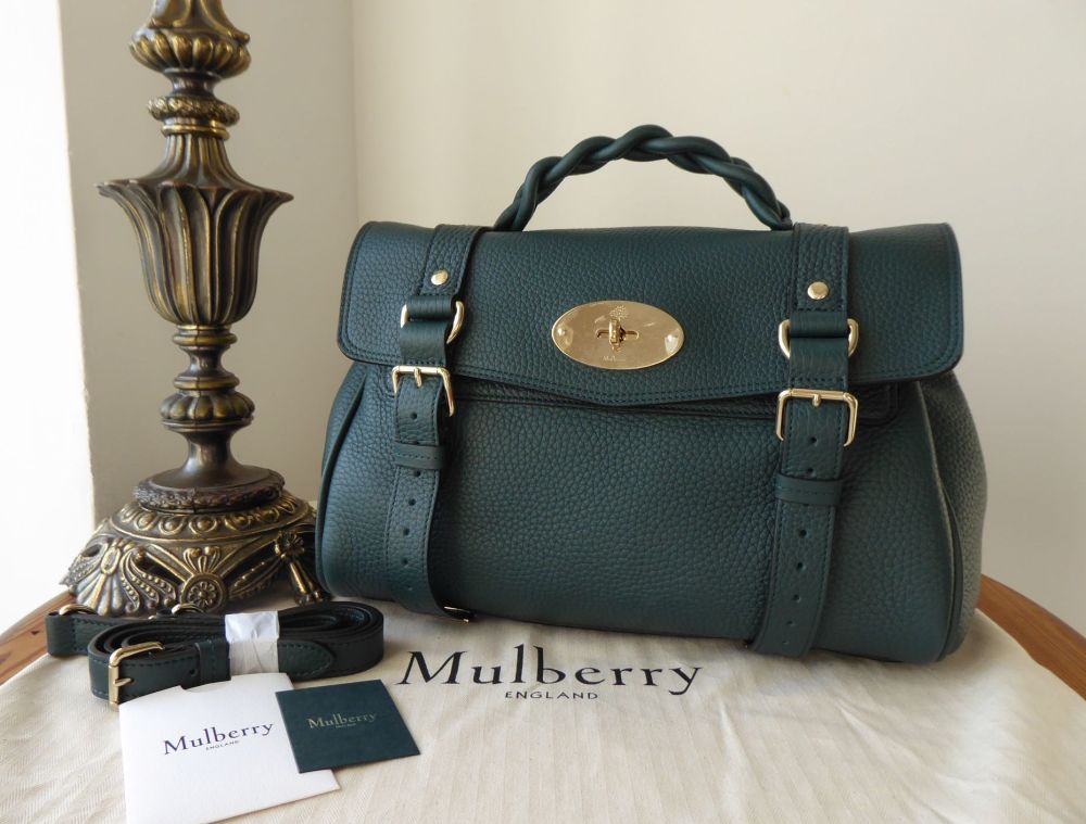 Mulberry Sustainable Icon Alexa Regular Satchel in Mulberry Green Heavy Grain Leather - SOLD