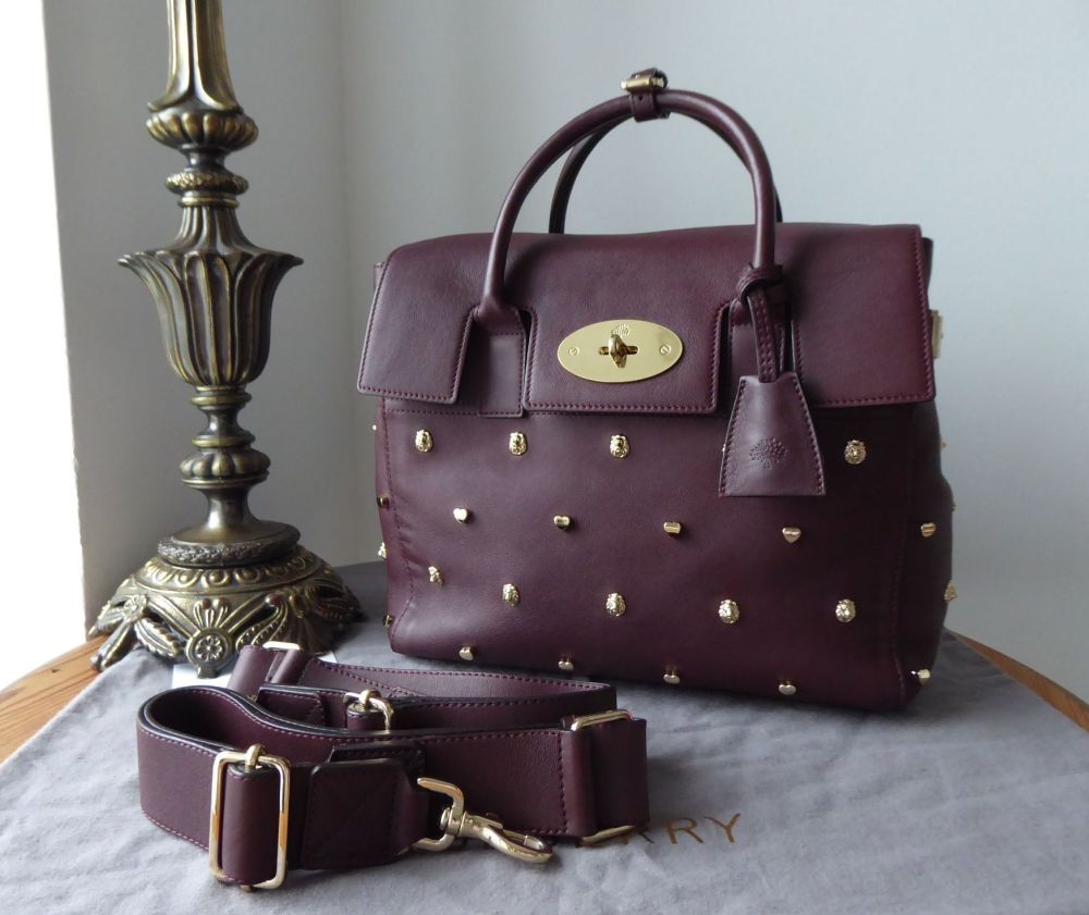 Mulberry Medium Cara with Lion & Heart Rivets in Oxblood Silky Classic Calf - SOLD