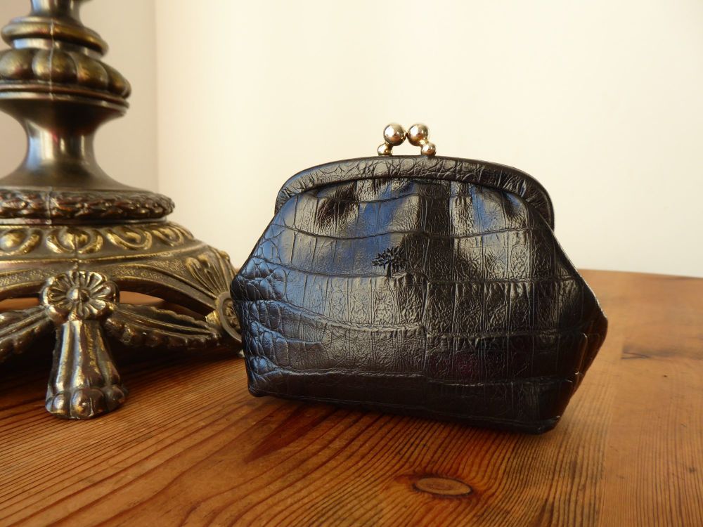 Mulberry Vintage Framed Kiss Lock Coin Purse in in Black Mississippi Leather