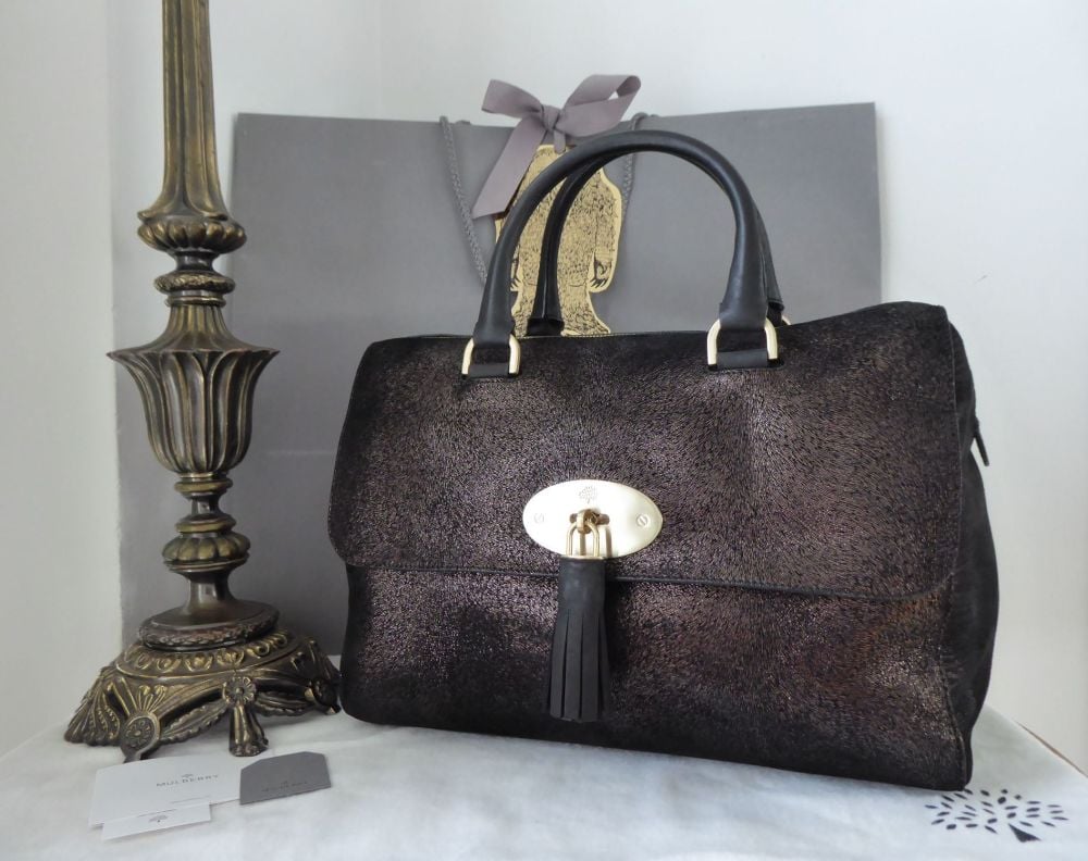 Mulberry Del Rey in Bark Brown Metallic Calf Fur Print Mix Leather - SOLD