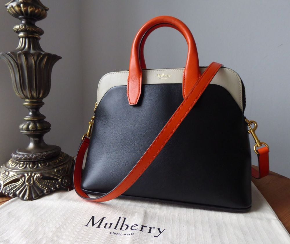 Mulberry Small Colville in Black, Bright Orange & Chalk Smooth Calf - SOLD