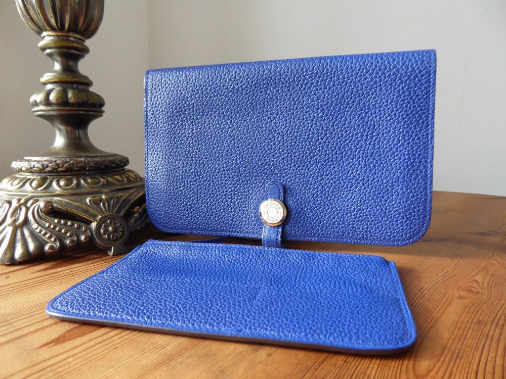 Hermes Dogon Duo Wallet Blue Nuit Evercolor Palladium Hardware – Mightychic