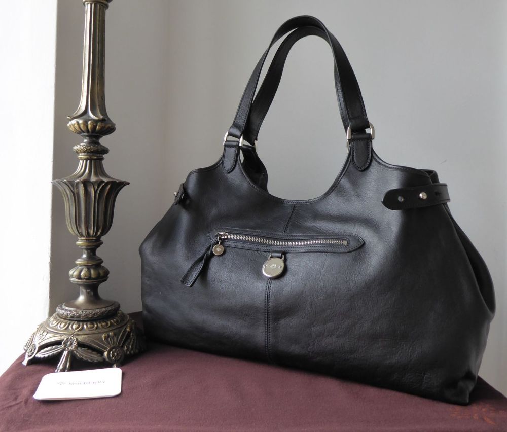 Mulberry Large Somerset Tote in Black Tumble Grain Leather - SOLD