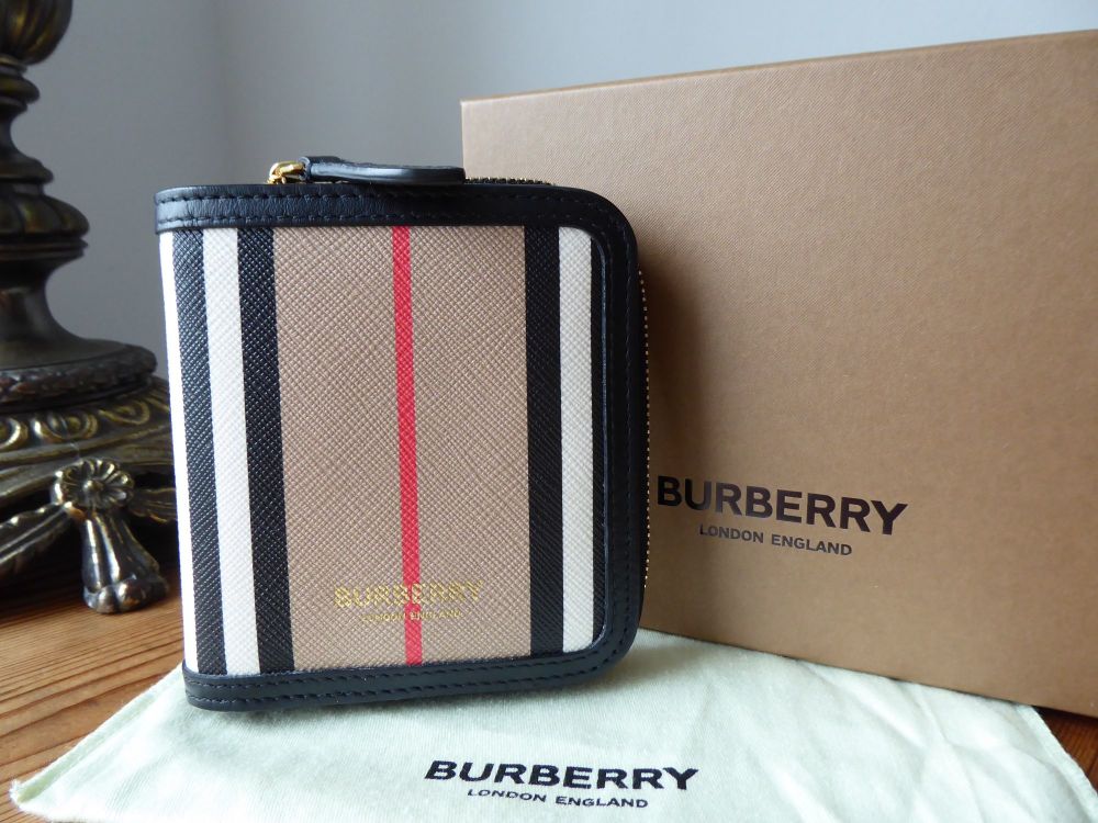 Burberry Allington Icon Stripe E-canvas Compact Purse Wallet - SOLD