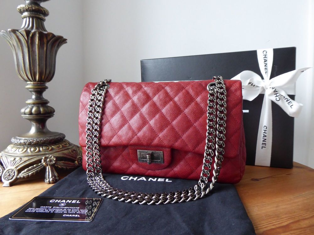 Chanel 2.55 Reissue 225 Mademoiselle Flap Bag in Dark Red Bordeaux Caviar  with Ruthenium Hardware - SOLD