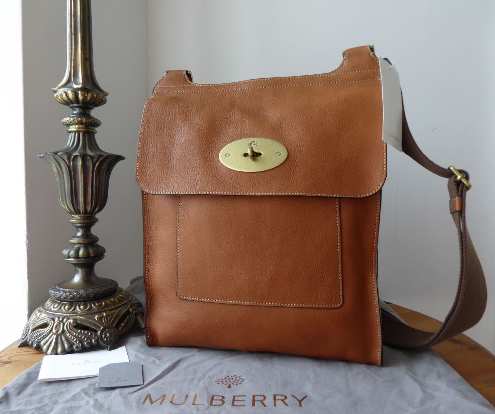 Mulberry Classic Large Antony Messenger in Oak Natural Vegetable Tanned Lea