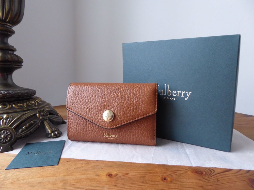 Mulberry Folded Multi-Card Wallet Purse in Chestnut Heavy Grain
