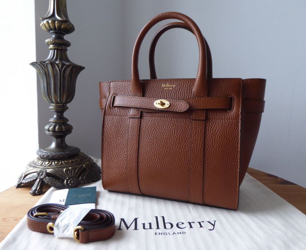 Mulberry Mini Zipped Bayswater in Oak Grain Veg Tanned Leather  - New