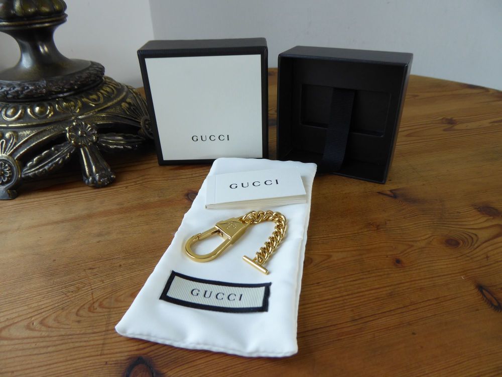 Gucci Bar Key Chain Clip Bag Charm in Shiny Gold Tone - SOLD