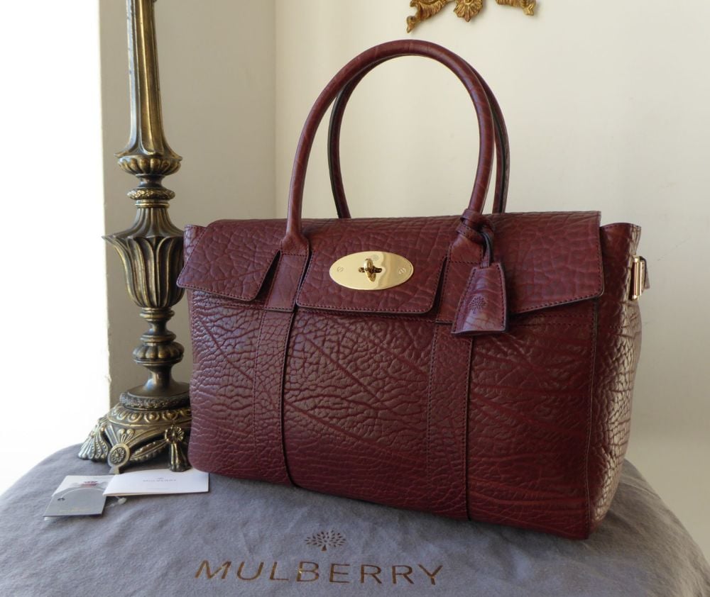 Mulberry Large Bayswater Buckle Bag in Oxblood Shrunken Calf Leather - SOLD