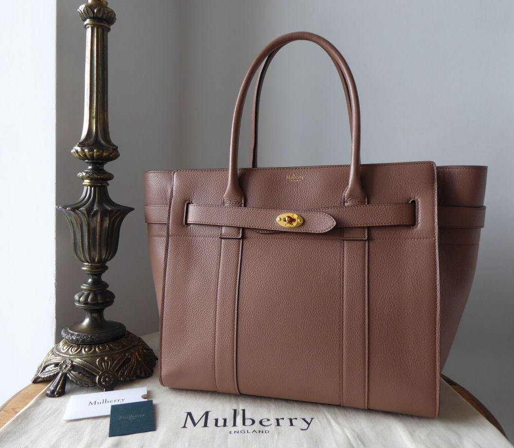 Mulberry Large Zipped Bayswater in Dark Blush Small Classic Grain 