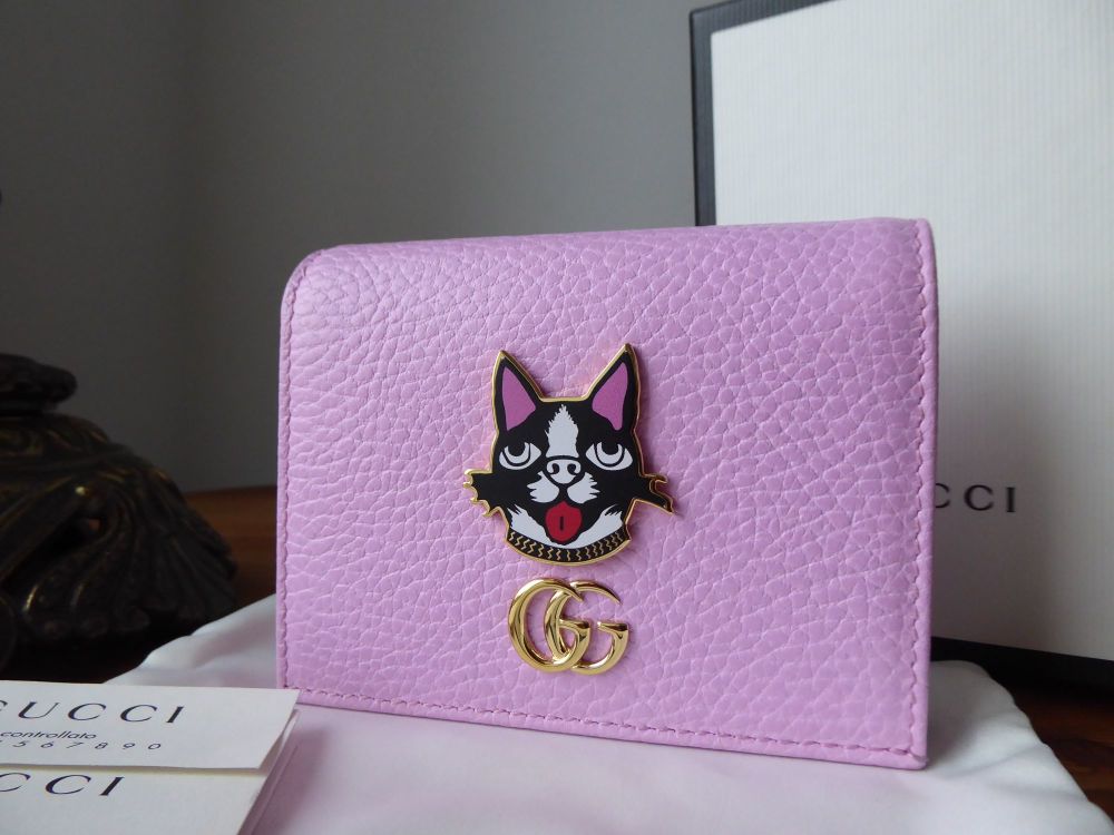 GUCCI Limited Edition Bosco Card Case Compact Wallet in Pink Calfskin - SOLD