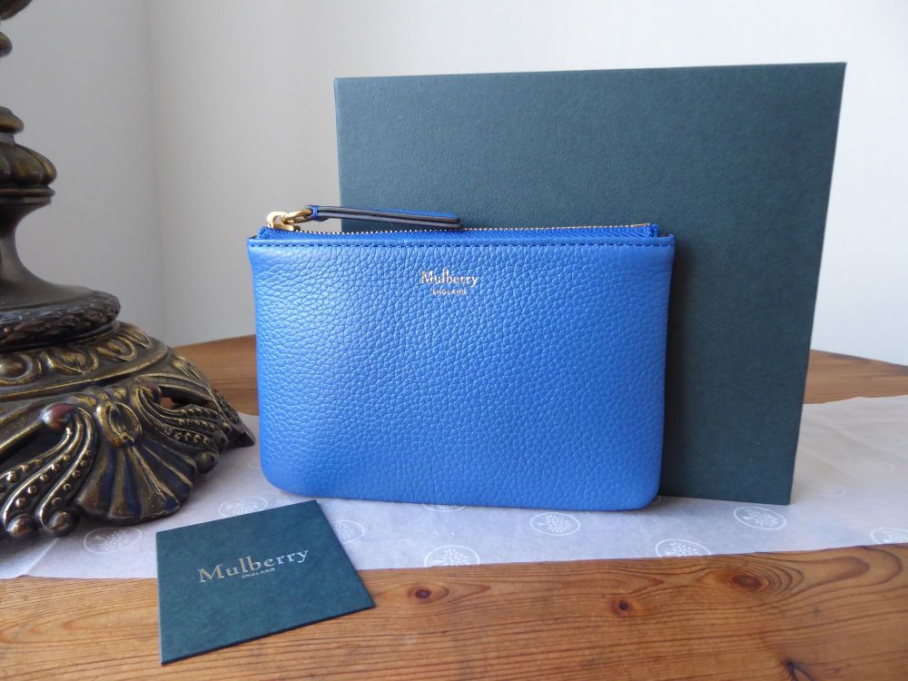 Mulberry Small Zip Coin Pouch in Porcelain Blue Small Classic Grain New