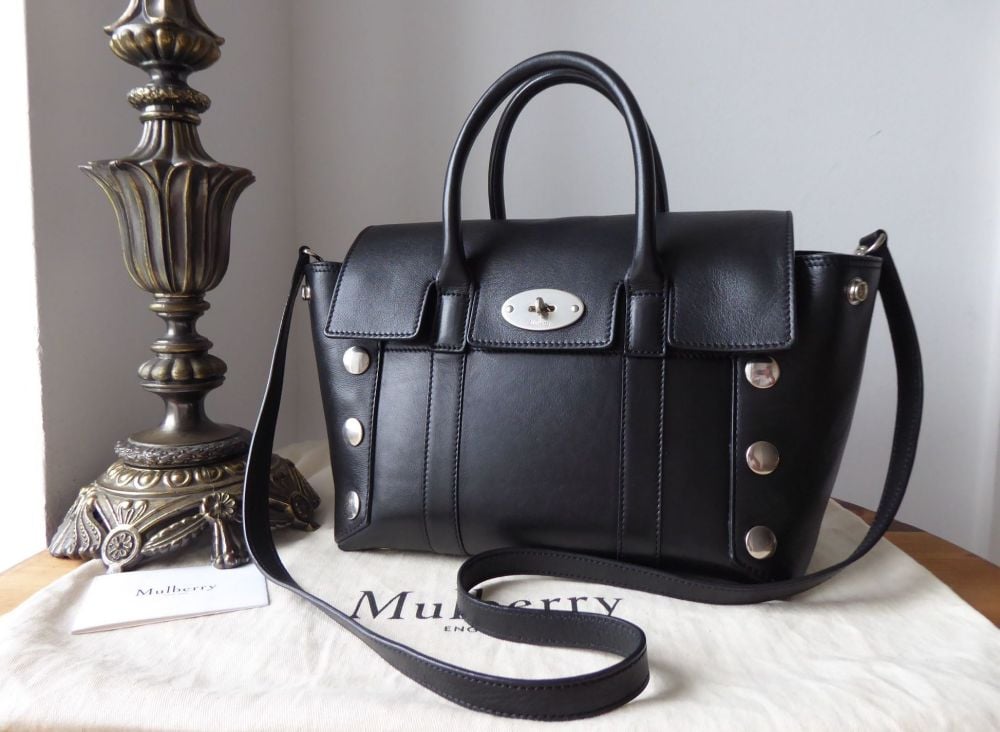 Mulberry Small Coca Bayswater Satchel in Black Smooth Calf with Studs ...