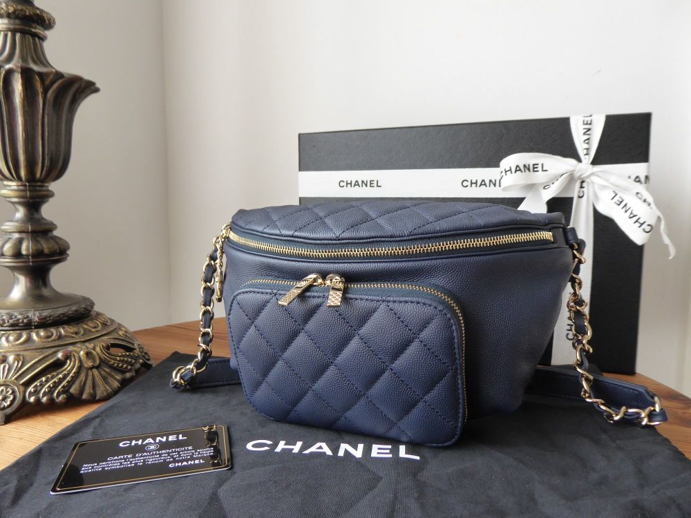 Chanel Business Affinity Waist Belt Bag in Navy Blue Caviar with