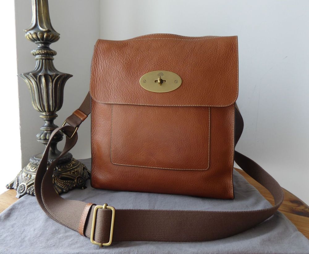 Mulberry Large Classic Antony Messenger in Oak Natural Vegetable Tanned ...