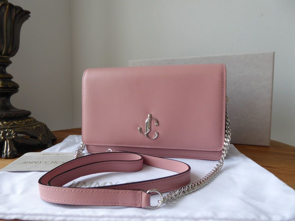 Jimmy Choo Palace Wallet on Chain Shoulder Clutch in Blush Pink Smooth Calfskin - SOLD