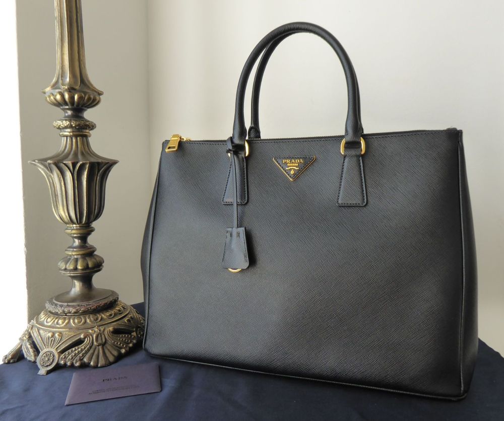 PRADA Galleria Large Saffiano Leather Tote Bag Black