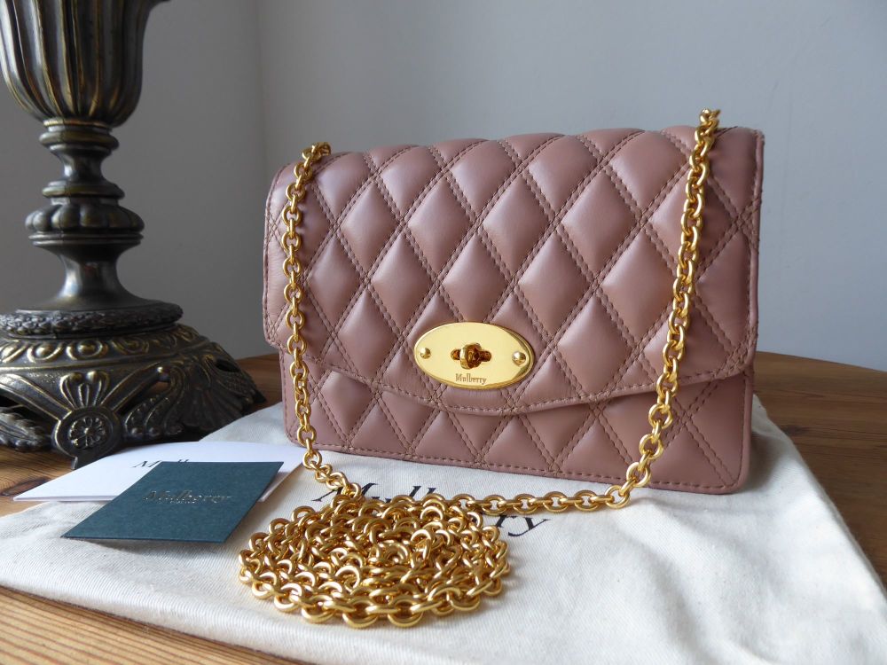 Mulberry Quilted Darley Shoulder Clutch in Dark Blush Smooth Calf Leather 