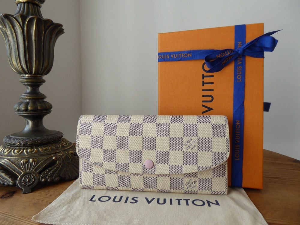 Louis Vuitton Damier Azur Emilie Wallet Pink White Blue