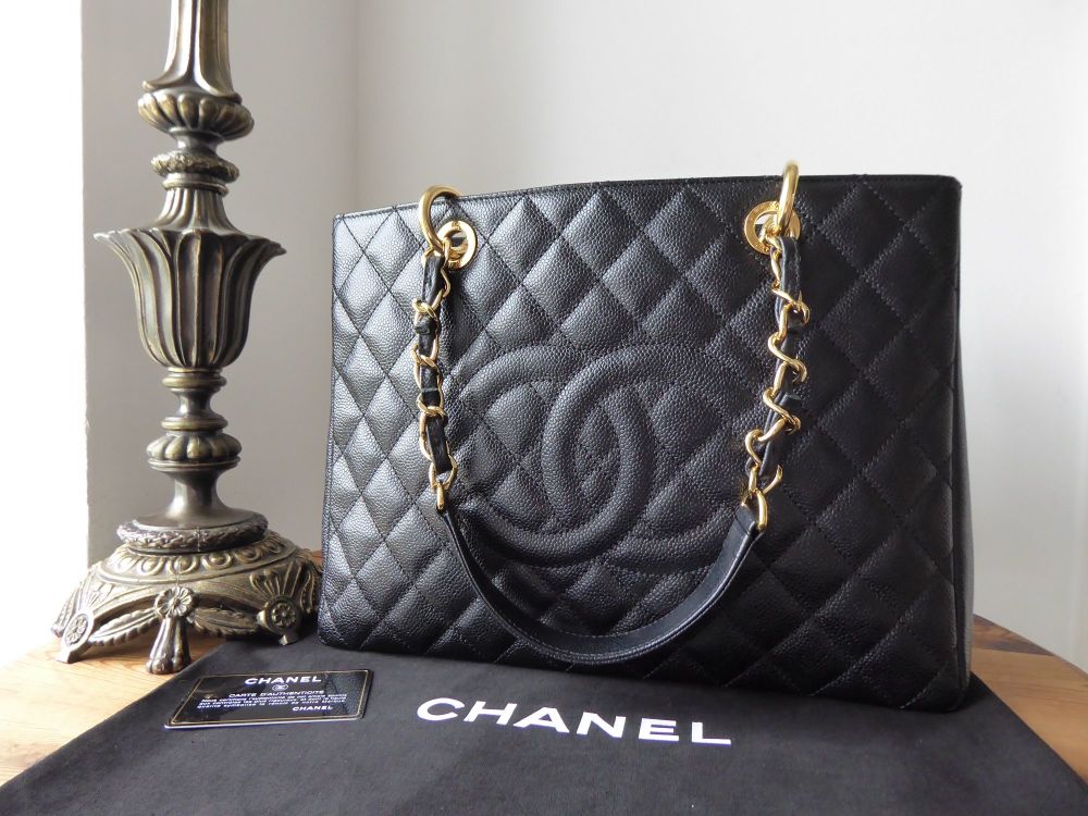 Chanel Classic GST Grand Shopper Tote in Black Caviar with Gold Hardware