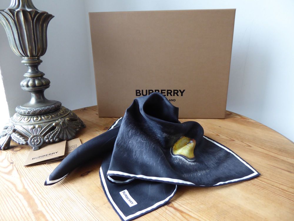BBurberry Panther Print Small Square Silk Scarf As New 