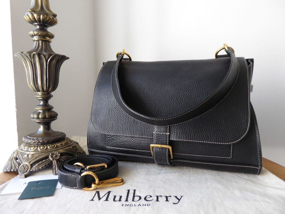 Mulberry Chiltern Buckle Satchel in Black Grained Vegetable Tanned Leather - SOLD
