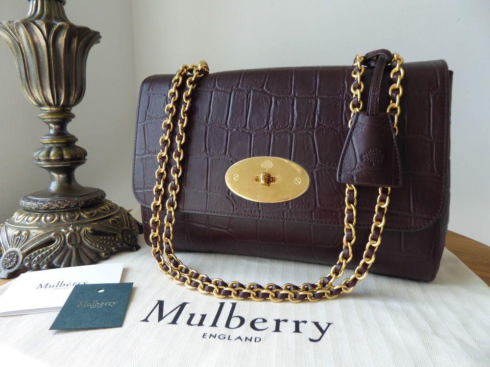 Mulberry Medium Lily in Oxblood Deep Embossed Croc Printed Calfskin - SOLD
