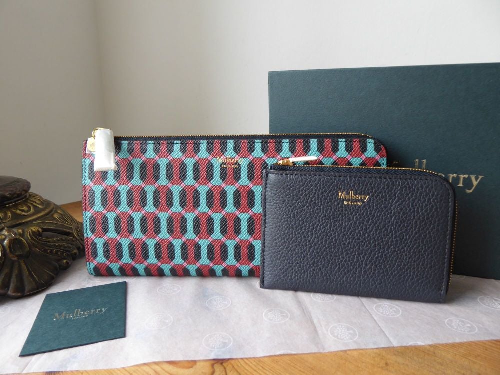 Mulberry Long Part Zip Continental Wallet Purse in Palm Green Printed Saffi